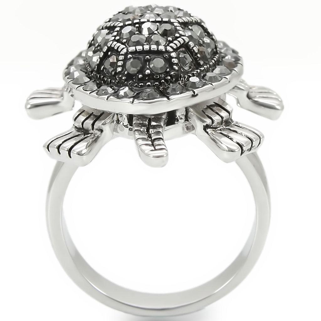 0W285 - Rhodium Brass Ring with Top Grade Crystal in Multi Color-4