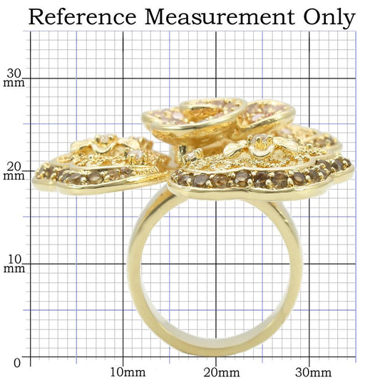 0W312 - Gold Brass Ring with AAA Grade CZ in Multi Color-1