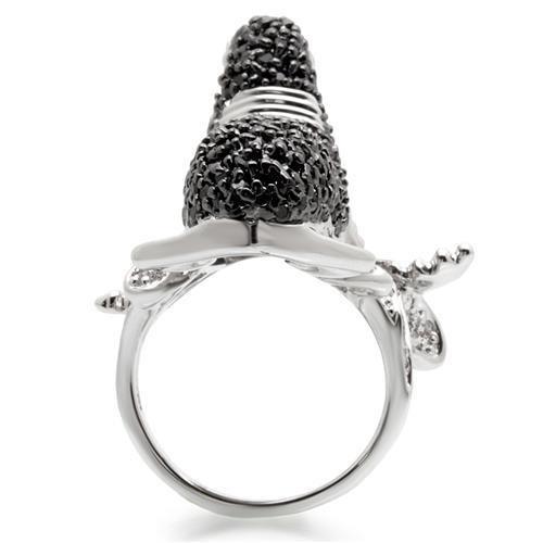 0W003 - Rhodium + Ruthenium Brass Ring with AAA Grade CZ in Multi Color-4