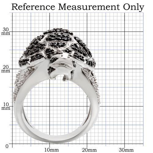 0W005 - Rhodium + Ruthenium Brass Ring with AAA Grade CZ in Jet-1