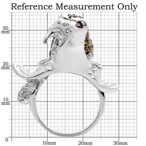 0W008 - Rhodium + Ruthenium Brass Ring with AAA Grade CZ in Multi Color-1
