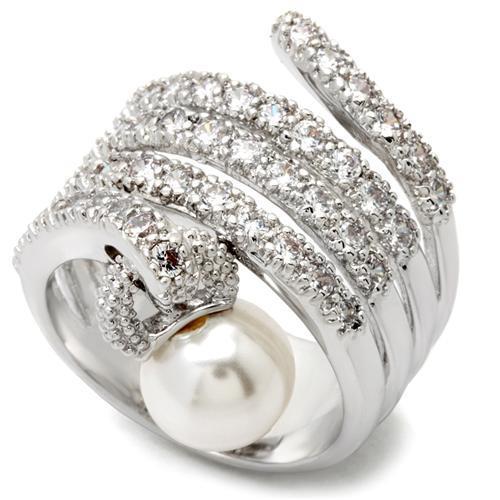 0W031 - Rhodium Brass Ring with AAA Grade CZ in Clear-0