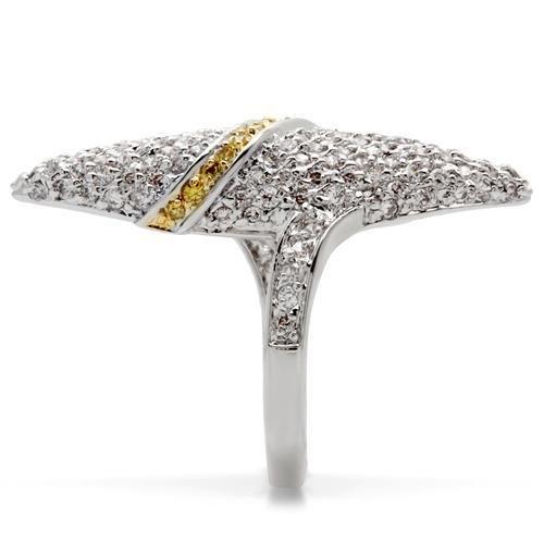 0W099 - Gold+Rhodium Brass Ring with AAA Grade CZ in Topaz-4