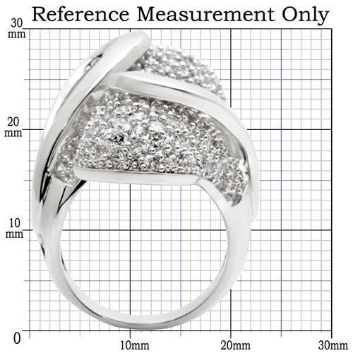 0W118 - Rhodium Brass Ring with AAA Grade CZ in Clear-1
