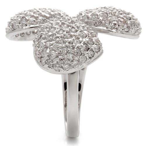 0W145 - Rhodium Brass Ring with AAA Grade CZ in Clear-4