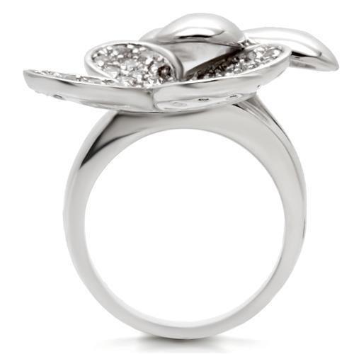 0W147 - Rhodium Brass Ring with AAA Grade CZ in Clear-4