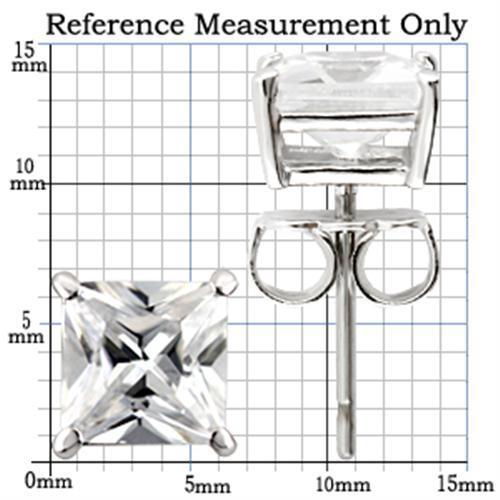 0W160 - Rhodium 925 Sterling Silver Earrings with AAA Grade CZ in Clear-1