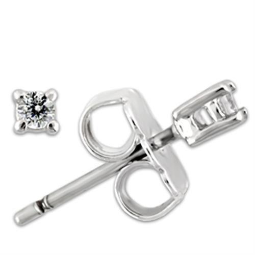 0W168 - Rhodium 925 Sterling Silver Earrings with AAA Grade CZ in Clear-0