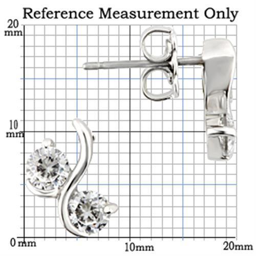 0W176 - Rhodium 925 Sterling Silver Earrings with AAA Grade CZ in Clear-1