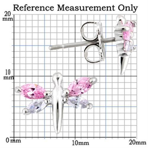 0W179 - Rhodium 925 Sterling Silver Earrings with AAA Grade CZ in Multi Color-1