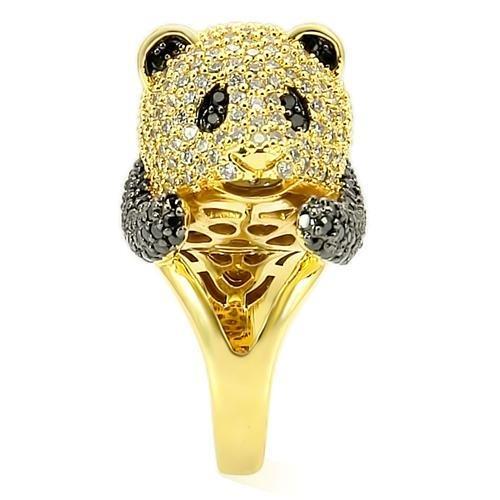 0W182 - Gold+Ruthenium Brass Ring with AAA Grade CZ in Jet-4
