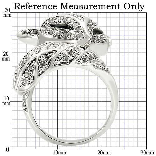 0W185 - Rhodium Brass Ring with AAA Grade CZ in Clear-1