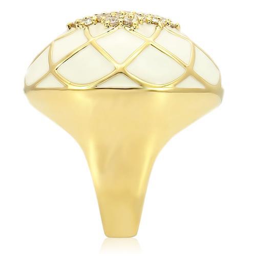 0W206 - Gold Brass Ring with AAA Grade CZ in Clear-4