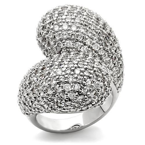 0W216 - Rhodium Brass Ring with AAA Grade CZ in Clear-0