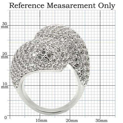 0W216 - Rhodium Brass Ring with AAA Grade CZ in Clear-1