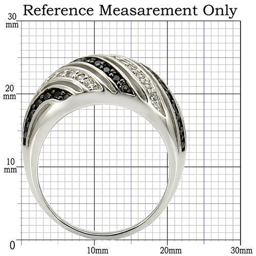 0W224 - Rhodium + Ruthenium Brass Ring with AAA Grade CZ in Jet-1
