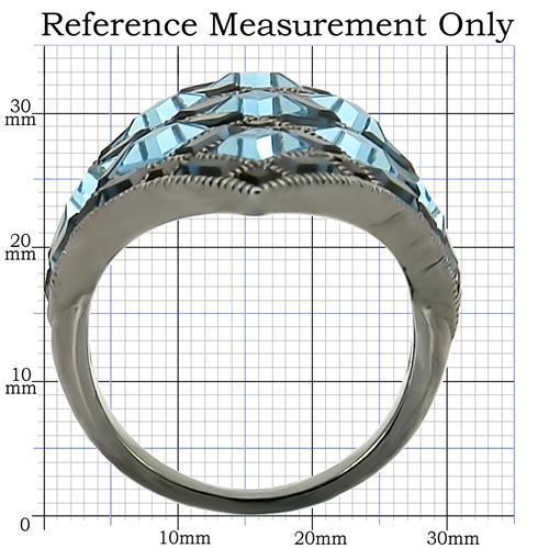 0W235 - Ruthenium Brass Ring with Top Grade Crystal in Sea Blue-1
