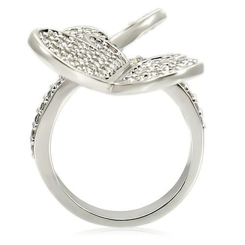 0W237 - Rhodium Brass Ring with AAA Grade CZ in Clear-4