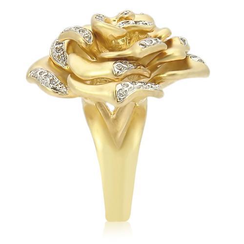 0W250 - Matte Gold & Rhodium Brass Ring with AAA Grade CZ in Clear-4