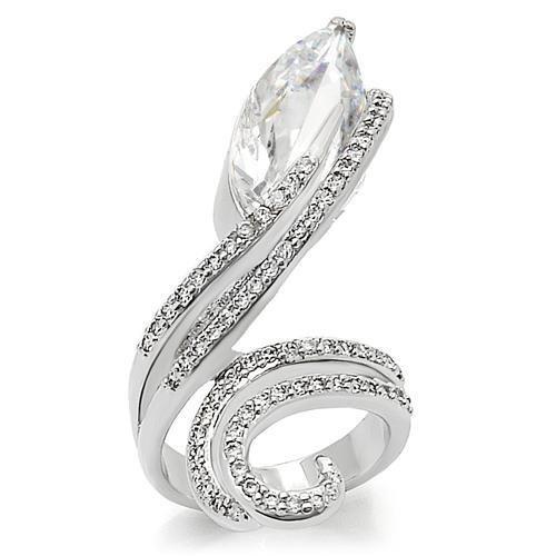 0W253 - Rhodium Brass Ring with AAA Grade CZ in Clear-0