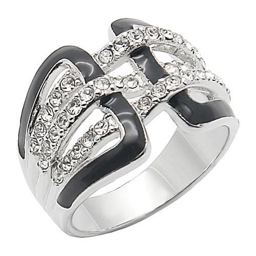 0W258 - Rhodium Brass Ring with AAA Grade CZ in Clear-0