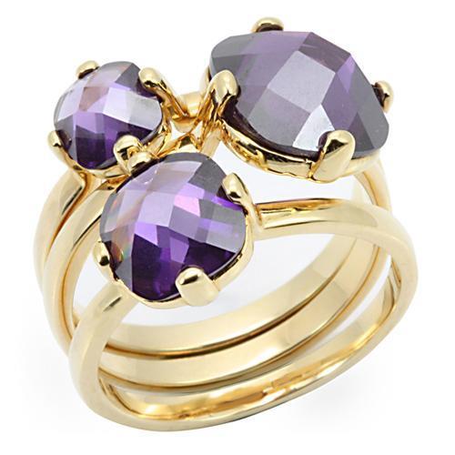 0W259 - Gold Brass Ring with AAA Grade CZ in Amethyst-0