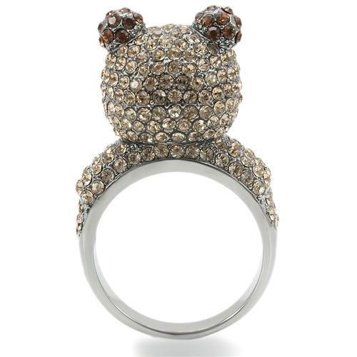 0W279 - Ruthenium Brass Ring with Top Grade Crystal in Multi Color-4