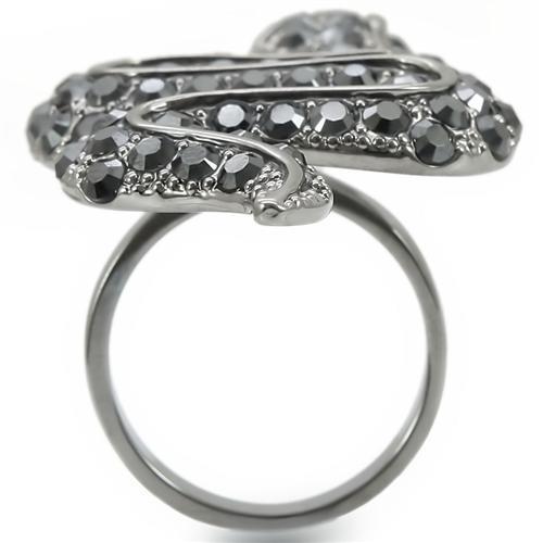 0W282 - Ruthenium Brass Ring with Top Grade Crystal in Jet-4