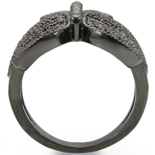 0W290 - Ruthenium Brass Ring with AAA Grade CZ in Champagne-4