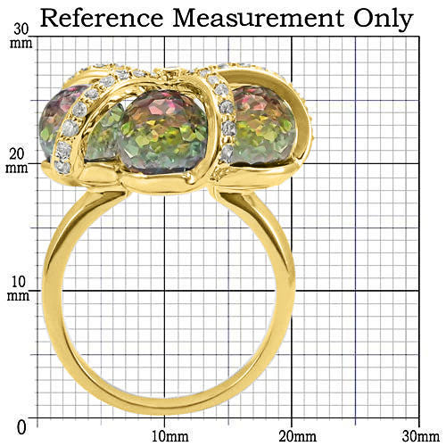 0W299 - Gold Plated Brass Ring with Top Grade Crystal in Multi Color-1