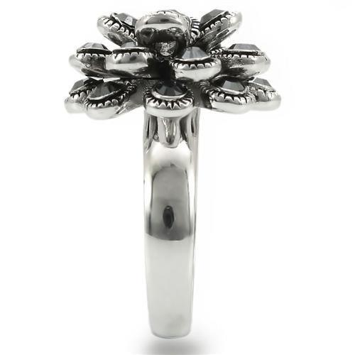 0W301 - Rhodium Brass Ring with Top Grade Crystal in Jet-4