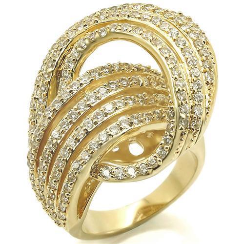 0W316 - Gold Brass Ring with AAA Grade CZ in Clear-0