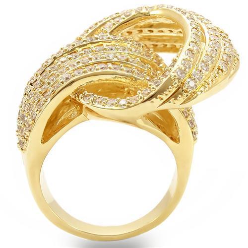 0W316 - Gold Brass Ring with AAA Grade CZ in Clear-4