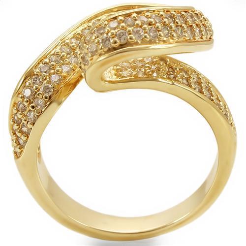 0W317 - Gold Brass Ring with AAA Grade CZ in Clear-4