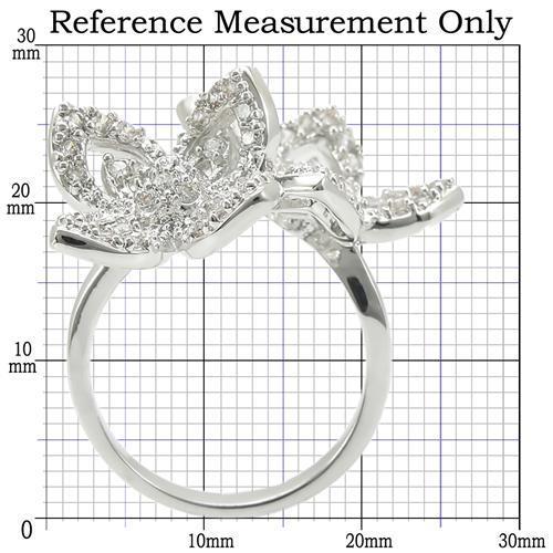 0W336 - Rhodium Brass Ring with AAA Grade CZ in Clear-1