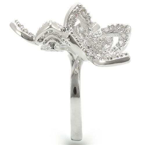 0W336 - Rhodium Brass Ring with AAA Grade CZ in Clear-4