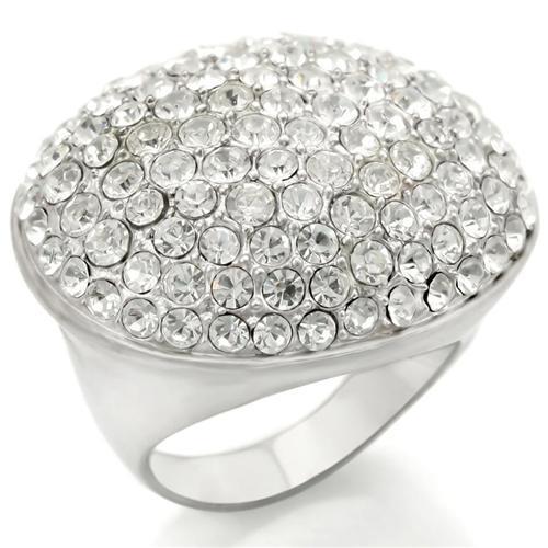 0W348 - Rhodium+Brushed Brass Ring with Top Grade Crystal in Clear-0