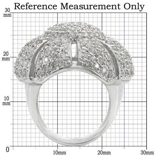 0W349 - Rhodium Brass Ring with AAA Grade CZ in Clear-1