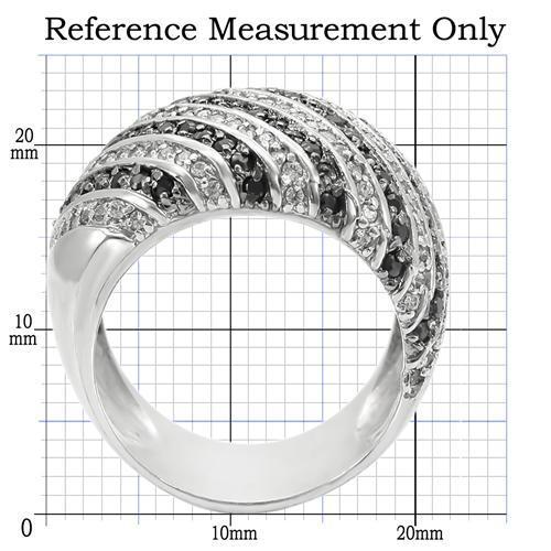 0W351 - Rhodium + Ruthenium Brass Ring with AAA Grade CZ in Jet-1