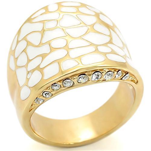 0W379 - Gold Brass Ring with Top Grade Crystal in Clear-0