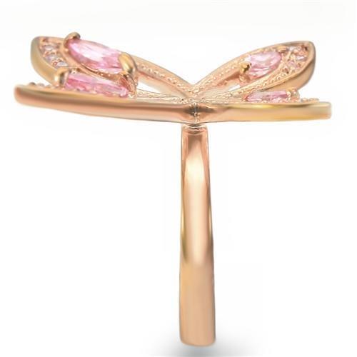 0W381 - Rose Gold Brass Ring with AAA Grade CZ in Rose-4