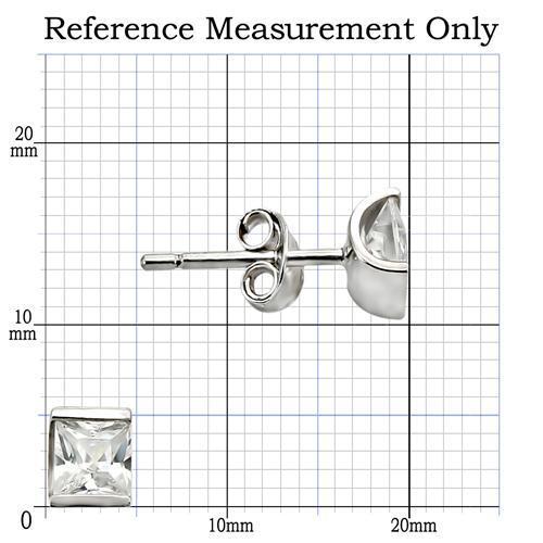 0W388 - Rhodium 925 Sterling Silver Earrings with AAA Grade CZ in Clear-1