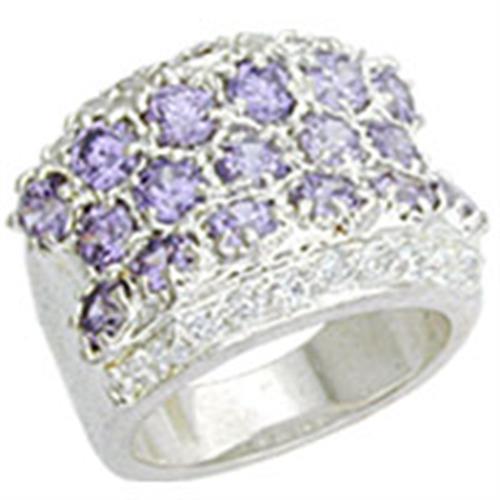 12507 - High-Polished 925 Sterling Silver Ring with AAA Grade CZ in Light Amethyst-0