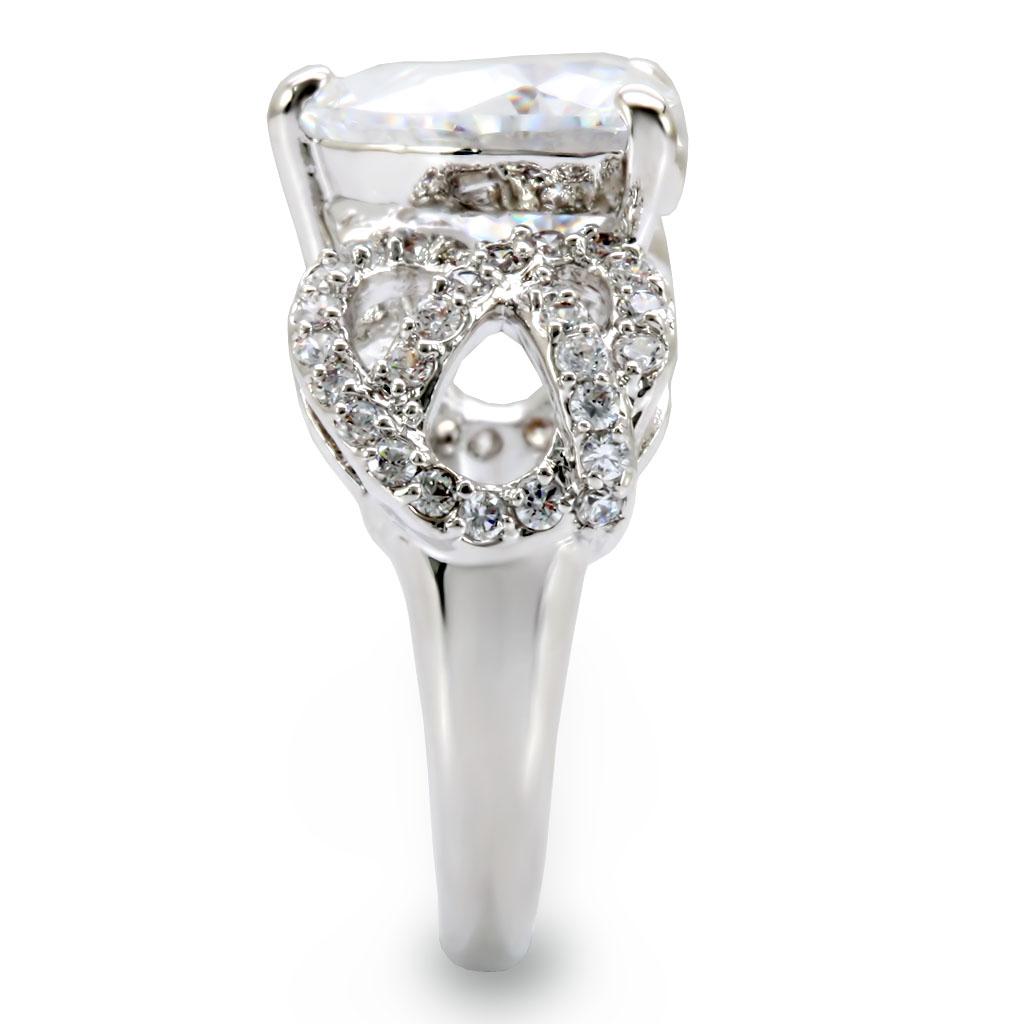1W027 - Rhodium Brass Ring with AAA Grade CZ in Clear-4