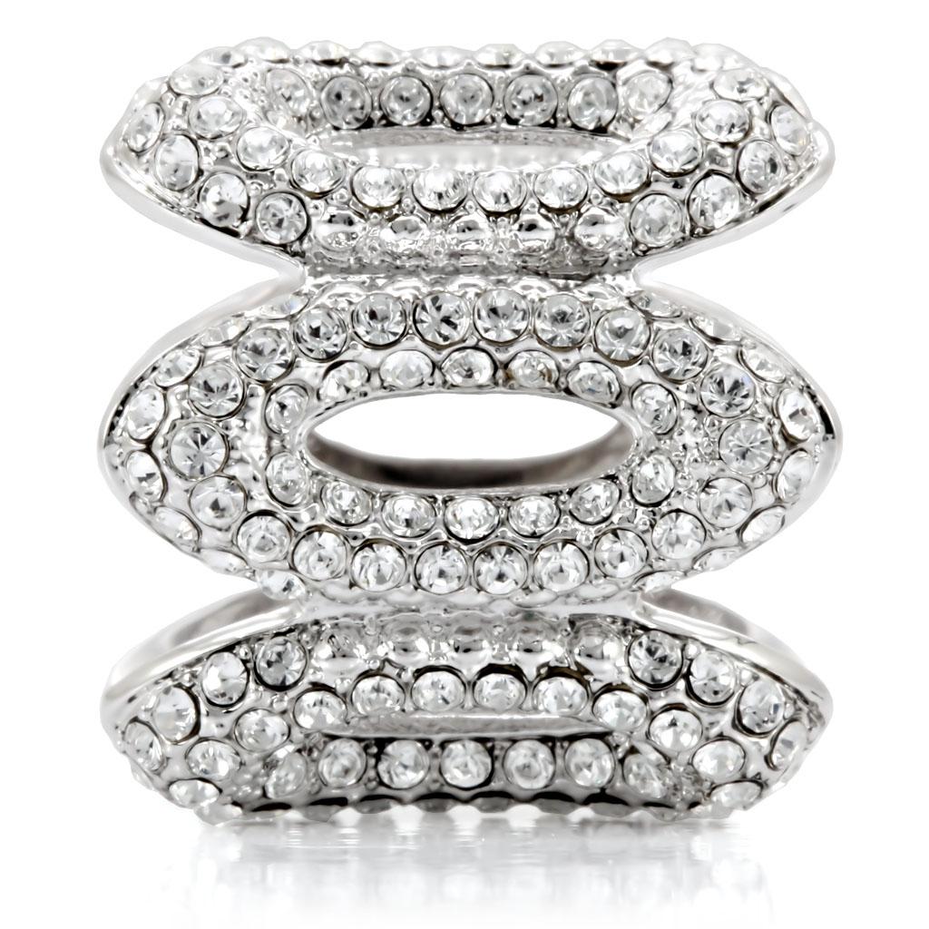 1W032 - Rhodium Brass Ring with Top Grade Crystal in Clear-4
