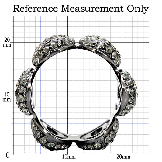 1W033 - Ruthenium Brass Ring with Top Grade Crystal in Black Diamond-1