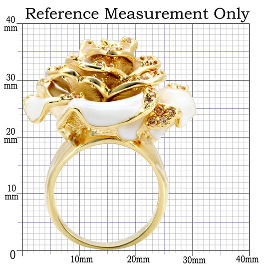 1W040 - Gold Brass Ring with AAA Grade CZ in Champagne-1