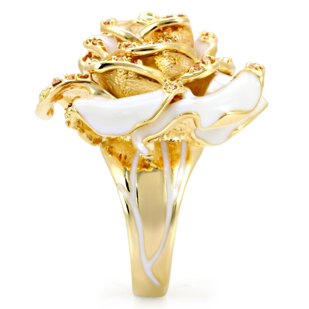 1W040 - Gold Brass Ring with AAA Grade CZ in Champagne-4