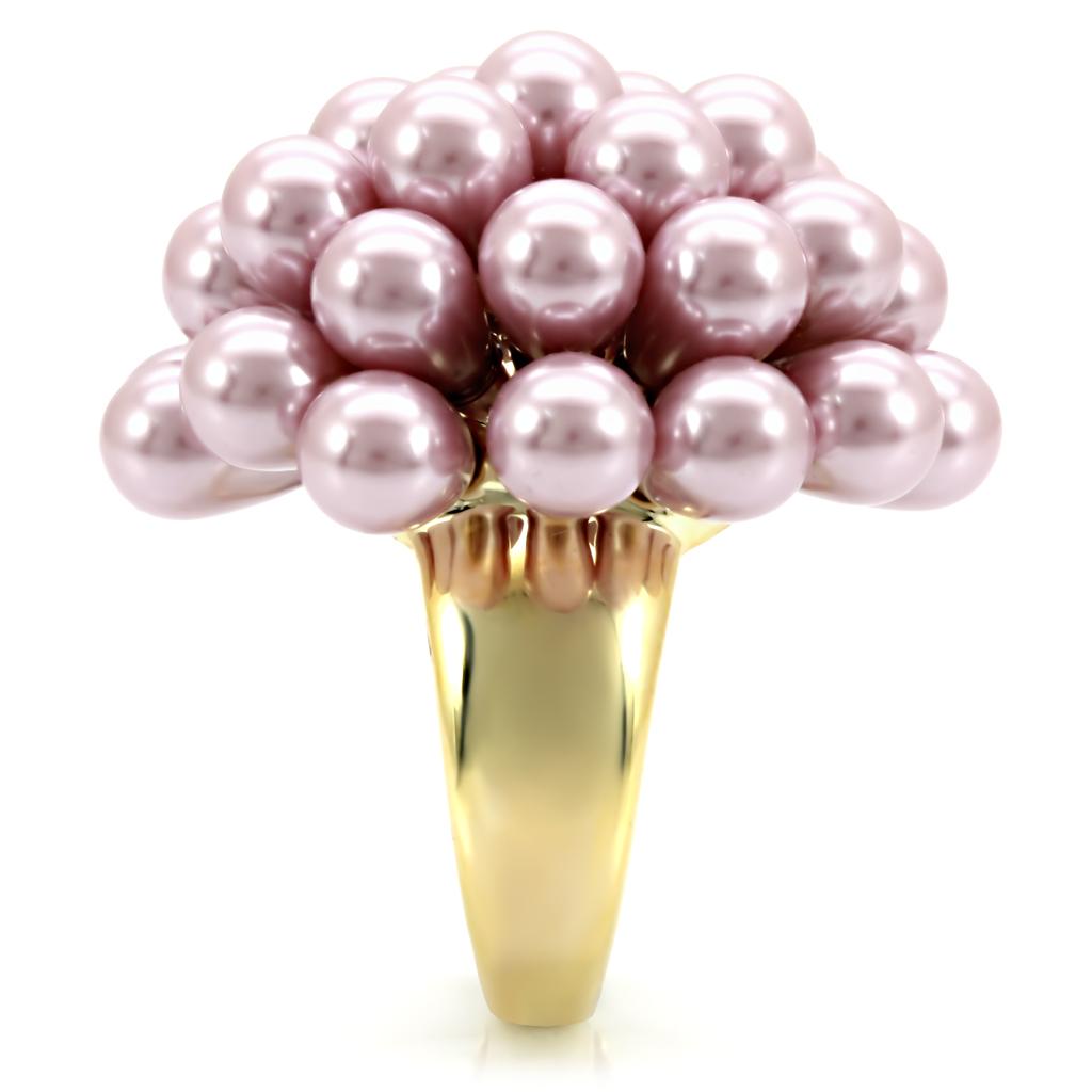 1W051 - Gold Brass Ring with Synthetic Pearl in Light Amethyst-4