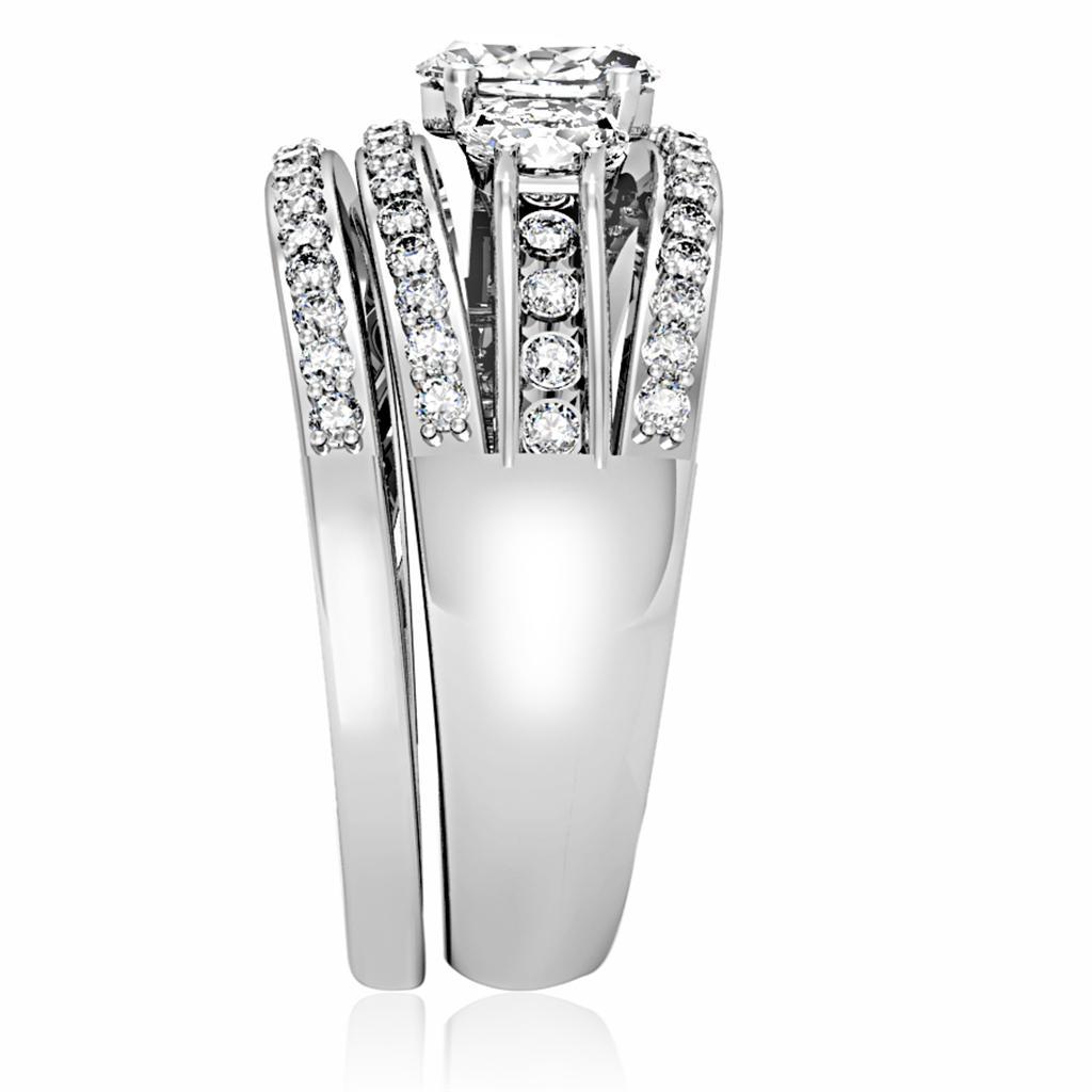 1W162 - Rhodium Brass Ring with AAA Grade CZ in Clear-4